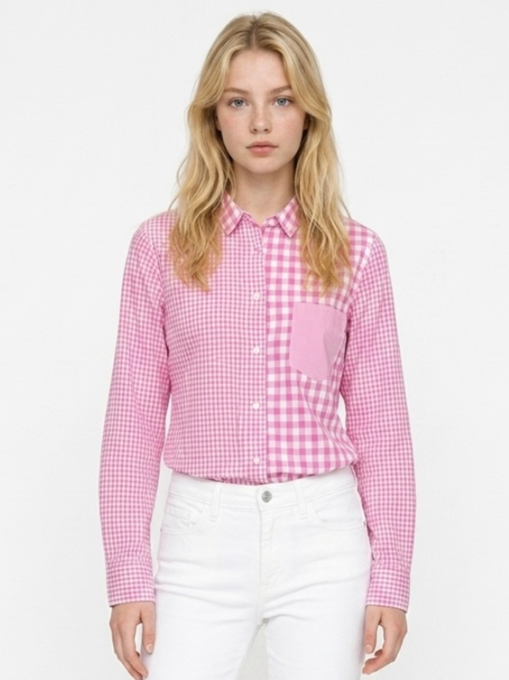 J CREW #G2190 Pink Gingham Cocktail Boy Shirt Button Down